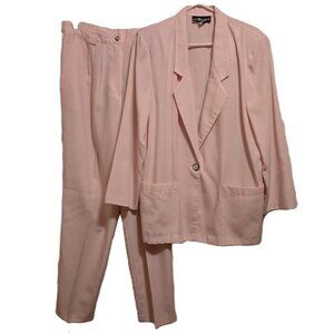 SAG HARBOR Vintage 2 Pc Oversized Jacket Women’s12 & Pants 16 Set Light Pink